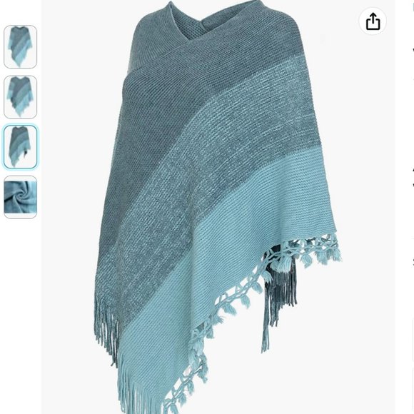 Faux Cashmere Lightweight Poncho - Picture 3 of 4